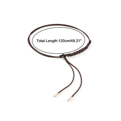 CHIC DIARY Women Braided PU Leather Rope Belt Adjustable Thin Waist Belt Boho Waist Wrap for Dresses
