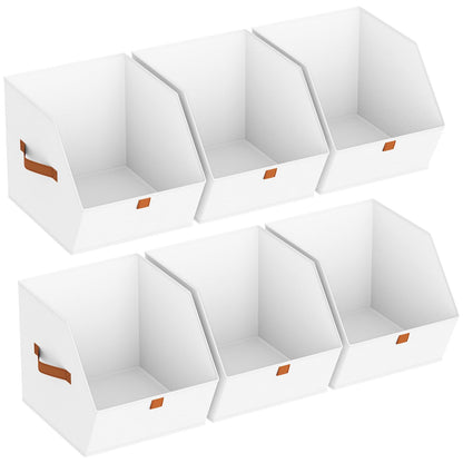 Homsorout Fabric Closet Storage Cubes - 6 Pack Square Storage Bins with Dual Handles for Clothes, Towels, Toys, Cube Storage Organizers for Bedroom, Nursery, Shelves, Closet, Small Spaces, White