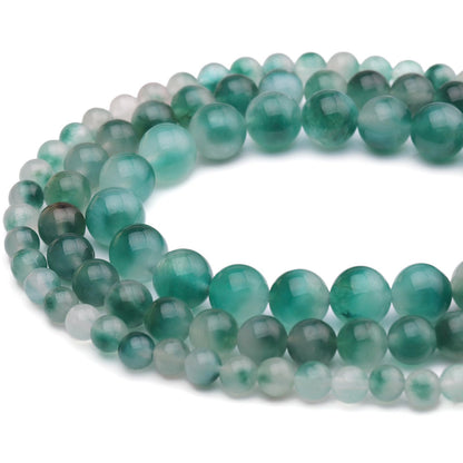 6mm Natural Stone Beads 65pcs Flower Jade Polished Round Smooth Crystal Loose Gemstone Beads for Jewelry Making DIY Bracelet Necklace Earring Crafts Supplies