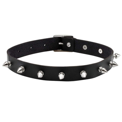 Eigso 2 Pcs Punk Leather Choker Necklaces for Women Men Metal Spike Studded Goth Collars for Woman Man