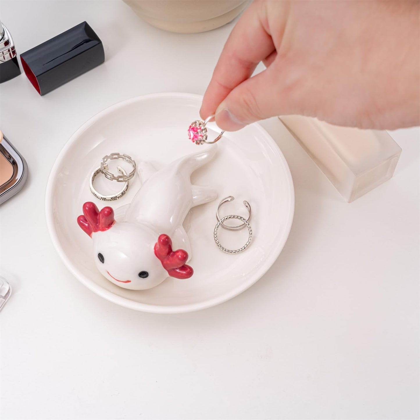 TAOJINJI Axolotl Ring Holder Jewelry Dish - Axolotl Gifts for Women Birthday Christmas