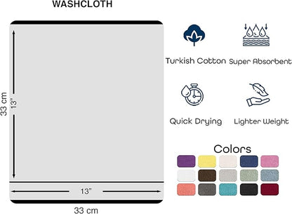 Hawmam Linen Luxury Cotton Washcloths 13x13 Inch