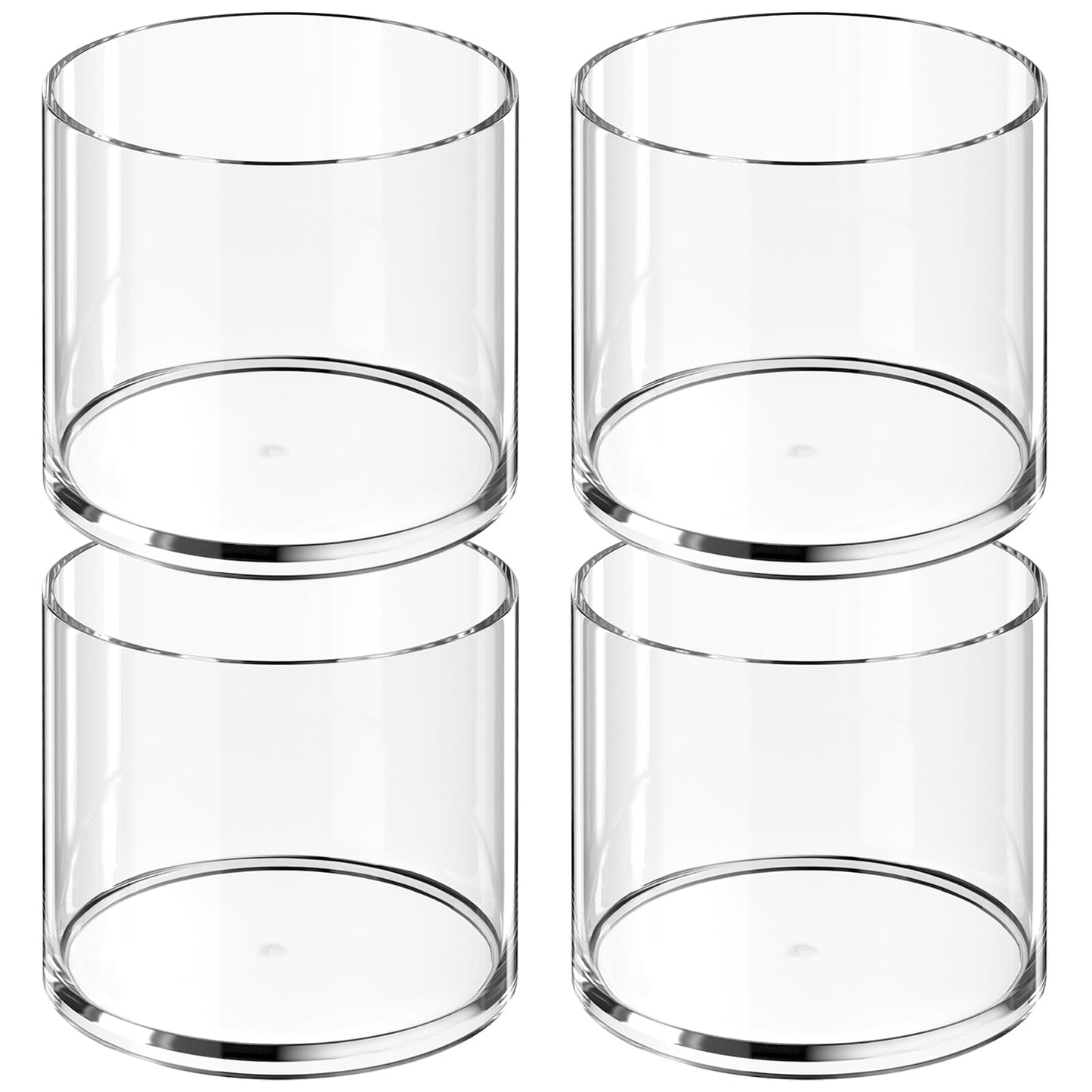 MaxGear Round Pen Holder 4 Pack Acrylic Cylinder Container, Pencil Holder for Desk Pen Cups for Utensil Makeup Brush, Clear Stationery Organizer for School Home Supplies Office Desk Accessories
