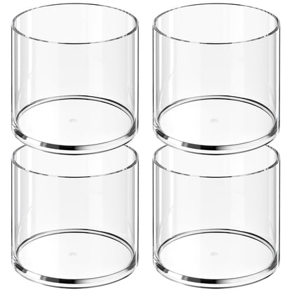 MaxGear Round Pen Holder 4 Pack Acrylic Cylinder Container, Pencil Holder for Desk Pen Cups for Utensil Makeup Brush, Clear Stationery Organizer for School Home Supplies Office Desk Accessories