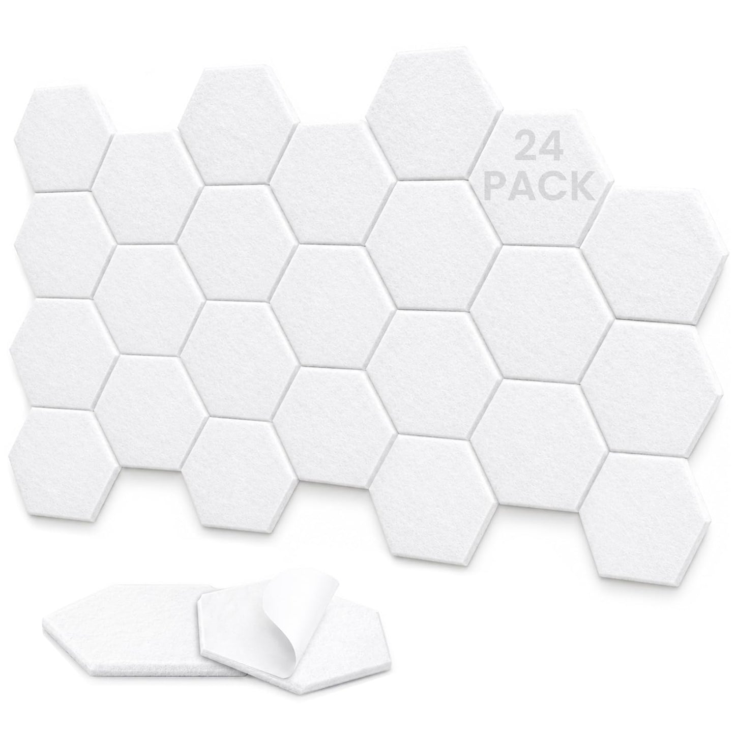 TOMAIX 24-Pack Felt Hexagonal Bulletin Board, 12 x 10 x 0.4 Inches, White Self-Adhesive Corkboard, Nailable Felt Message Board, Suitable for oOffices, Schools, and Homes.