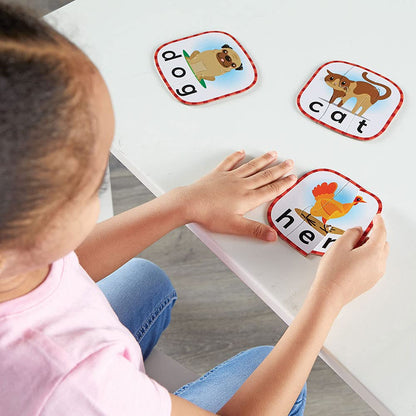 Learning Resources 3-Letter Word Puzzle Cards, Kindergarten Readniness, Self Correcting Puzzles, Ages 3+