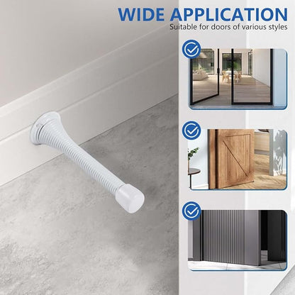 KISEER 24 Pack Spring Door Stops 3 1/4 Inch Flexible Heavy Duty Spring Door Stopper with RustProof Screw Rubber Bumper Tips (White)
