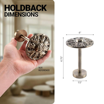 Deco Window Holdback/Curtain Tieback (Set of 2) Round Medallion Antique Brass