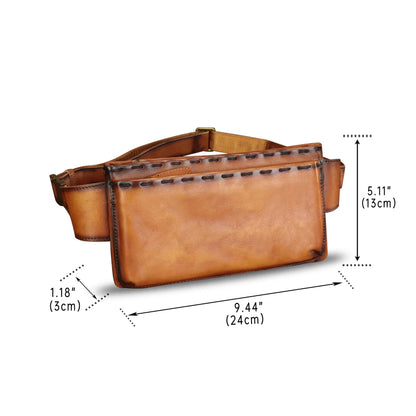 Genuine Leather Waist Bag Fanny Packs for Women and Men Real Leather Small Crossbody Chest Purses (Brown)