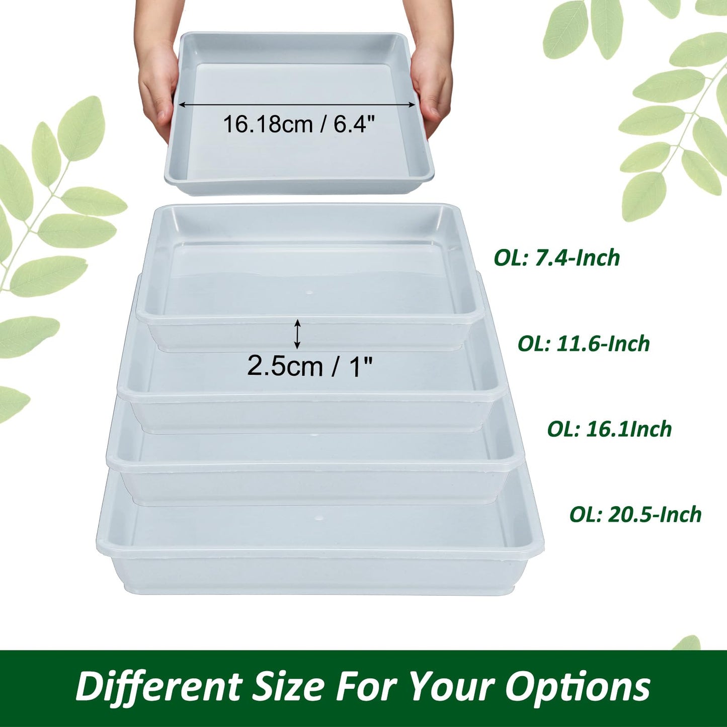 PATIKIL Plant Saucer Tray, 15 Pack 7 Inch Plastic Square Plant Saucer Flower Planter Drip Tray for Indoors Outdoors Patio Balcony, White