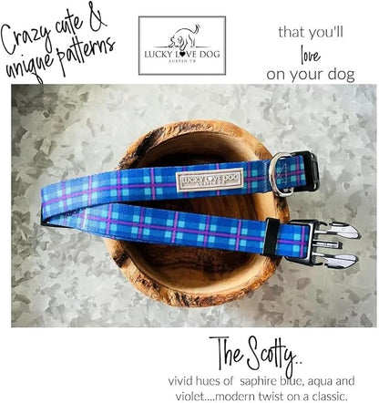 Lucky Love Dog - Adjustable Dog Collar and Leash Set with Easy Click Buckle for Small Dogs, Durable, & Comfortable Collar for Male & Female Dogs, Puppies & Adult Ones - Scotty Combo, XS