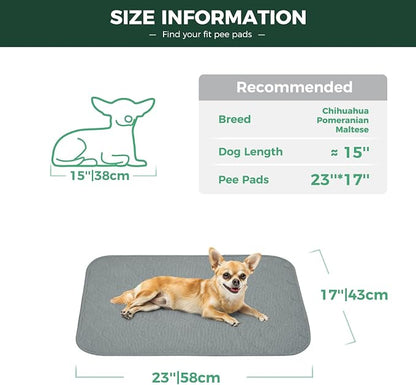 FXW Washable Pee Pads for Dogs, Puppy Pads with Super Absorbent, Specifically Designed for 24inch Cages, 17" x 23" Rectangle, Gray, 2 Packs
