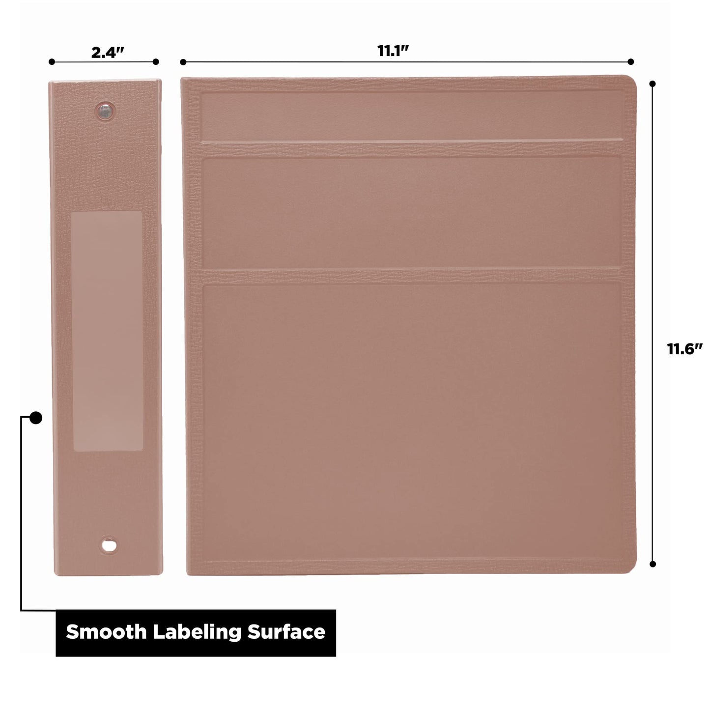 Carstens 2-Inch Heavy Duty 3-Ring Binder - Side Opening, Dusty Rose, Durable Plastic, Precision No-Gap Rings, Waterproof Cover, No Pockets, Holds 300 US Letter Sheets, BPA-Free, Made in USA (2825-3R)