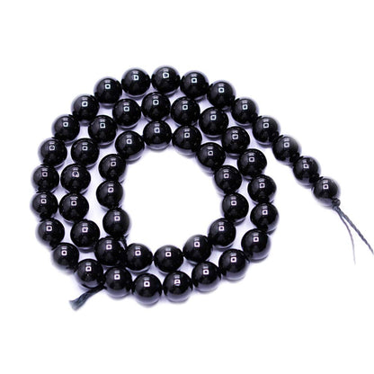 PLTbeads Natural Gemstone Loose Beads Smooth Round Approxi 15 inch DIY Bracelet Necklace for Jewelry Making (6mm, Black Tourmaline)