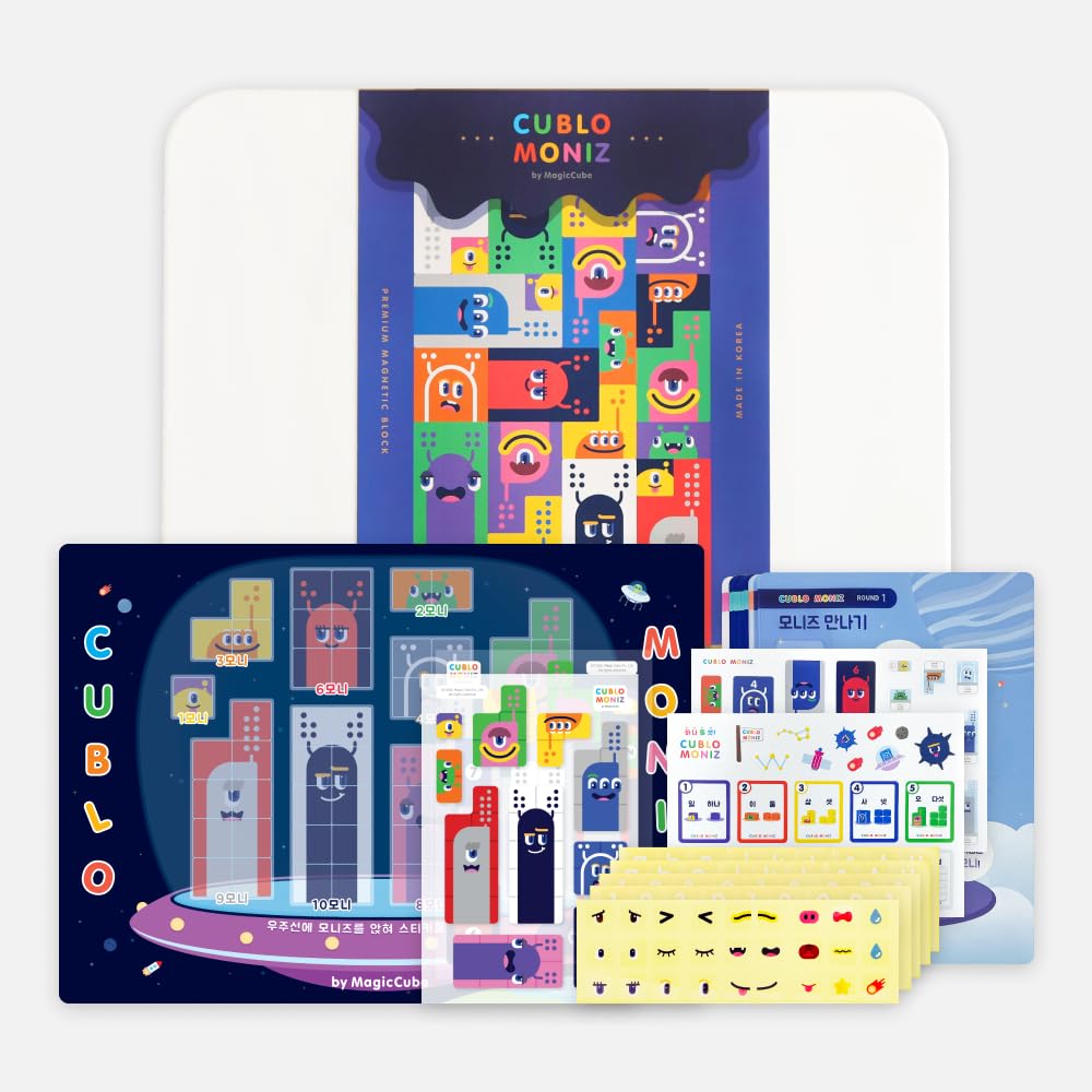CUBLO Moniz 100 PCS Magnetic Cube Blocks in 10 Colors with Counting & Character Cards | Count, Learn & Build | STEM Educational Building Toy for Kids Ages 3+