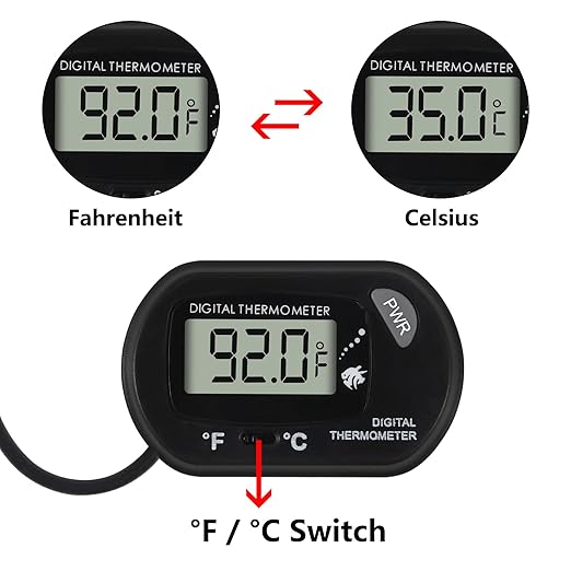 10Pcs Aquarium Thermometer Fish Tank Thermometer Reptile Terrarium Water Test Digital with LCD Display Fahrenheit/Celsius(℉/℃)
