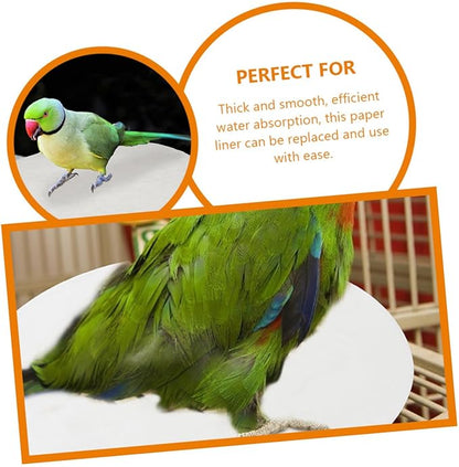 Happyyami Bird Cage Liner Pads 100Pcs Absorbent Round Cage Liners for Parrot Cages Water Absorption Cushion for Birdcage Bottom Easy Replaceable and Breathable