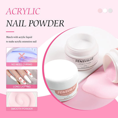 Acrylic Nail Kit with Drill and U V Light, Professional Acrylic Nail Kits with Everything 3PC Powder 24PC Glitter 200Pcs Nail Tips Nails Art Decoration DIY Home Salon