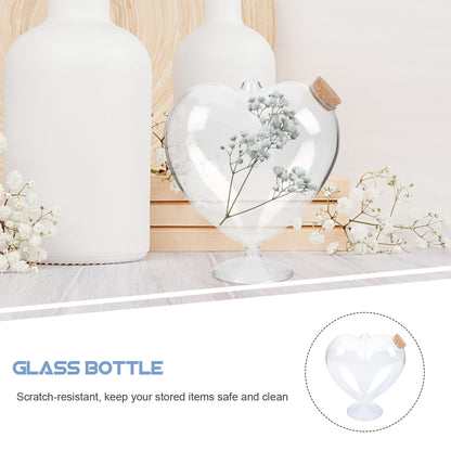 FOMIYES Heart Shaped Glass Terrarium Vase with Cork Lid for Wedding Decoration