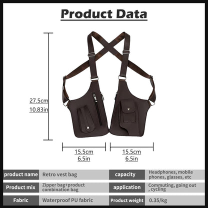 MaiQidd Anti-Theft Bag With Double Shoulder Armpit Bag, Underarm Strap Wallet Pocket Holster Phone Leisure Double Shoulder Pouch For Men (Brown)
