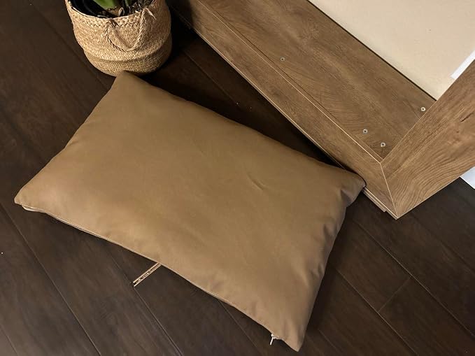Natural Cotton Canvas Dog Bed – Raw Cotton Filled Pet Cushion Insert, Breathable Eco-Friendly Dog Mattress, Durable Washable Cover with Zipper (Medium Brown, Large 48"x30"x5")