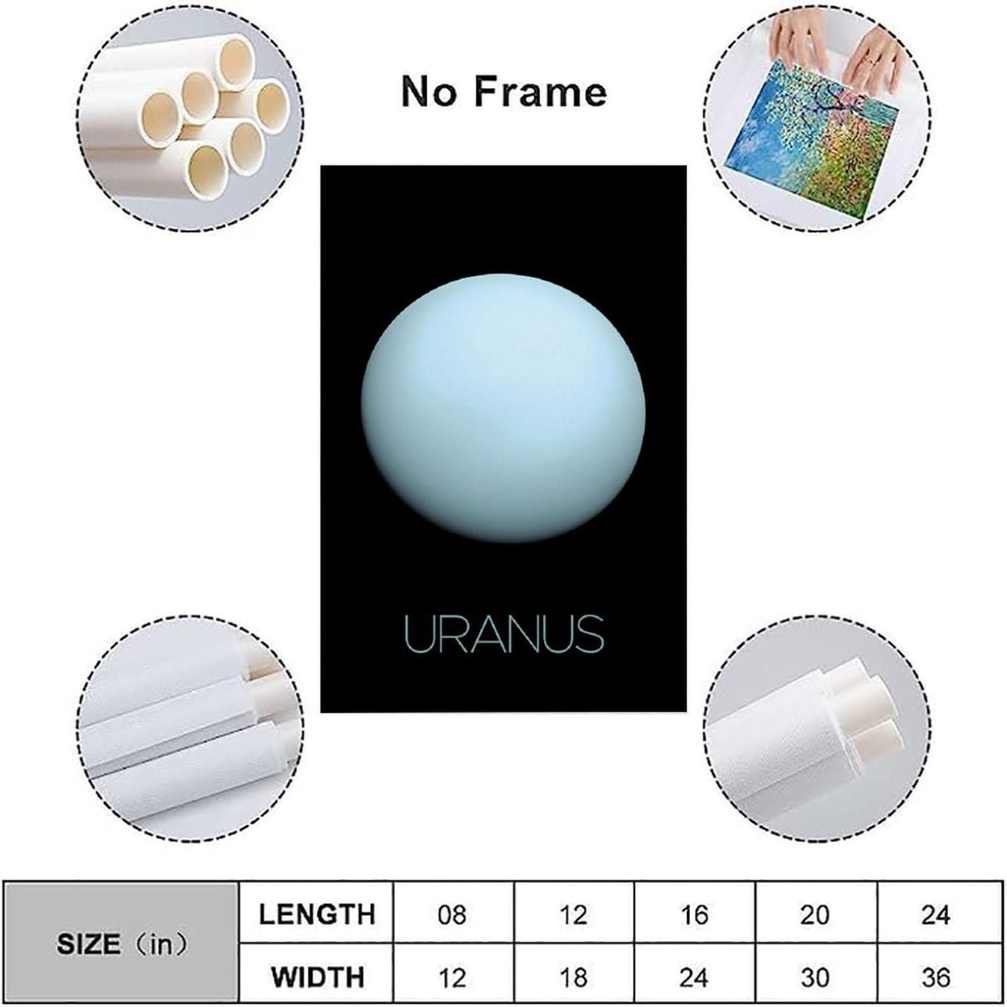 XIAOLOUTINYU Solar System Canvas Wall Art - Uranus Planet Space Poster for Kids Room Bedroom Classroom, STEM Educational Astronomy Decor, Science Gift for Boys Girls Teens, 12x18 Inch Unframed