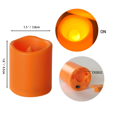 CANDLE CHOICE Battery Operated Flameless Votive Candles Orange Realistic Flickering Electric Fake LED Tea Lights for Halloween Pumpkin Thanksgiving Christmas Decorations, 24 PCS, Batteries Included