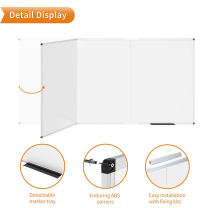 VIZ-PRO Large Magnetic Whiteboard/Foldable Dry Erase Board, 96 X 48 Inches, Wall Mounted White Board for School Office and Home 8' x 4'