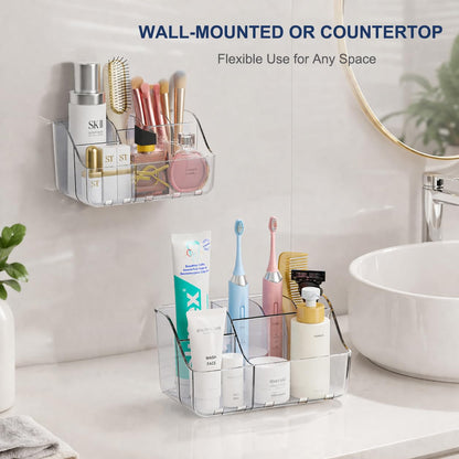 Sotfamily Clear Kids Toothbrush Holders for Bathrooms, 2-Pack(No-Drill)