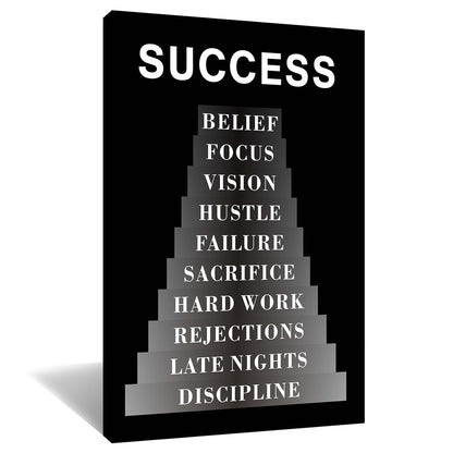 Inspirational Wall Art Home Decor Success Motivational Poster Quotes for Living Room Bedroom Office Bathroom Canvas Print Inspiring Sign Framed Wall Decoration Artwork Ready to Hang [12''Wx 18''H]
