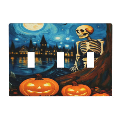 HLCoChT Decorative Art Light Switch Covers Pumpkin - lit Halloween Eve Switch Plate 3 Gang Triple Toggle Wall Plate Decorative Switch plate Electrical Faceplate