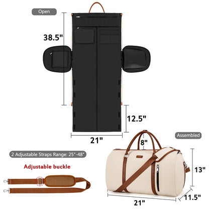 Convertible 2-in-1 Garment Bags for Travel, 50L Carry On Garment Duffle Bag With Shoe Compartment Large Weekender Bag for Women Men Hanging Suitcase Suit Travel Duffel Overnight Bags
