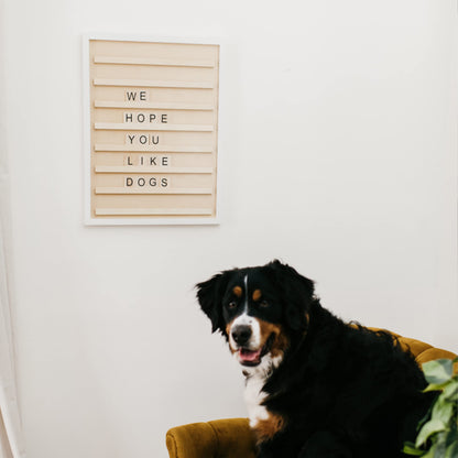 Stiles Wood Tile Letter Board Set and Tabletop Easel Bundle, 23.6" x 17.7" Wooden Message Board with 122 Letters and Numbers, 10.5" x 18.5" Wooden Easel for Announcement Boards, Rustic