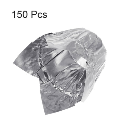 HARFINGTON 150Pcs Tulip Cupcake Liners Standard Aluminum Foil Baking Cups Greaseproof Wrappers Disposable for Birthday Banquets Party, Silver Tone