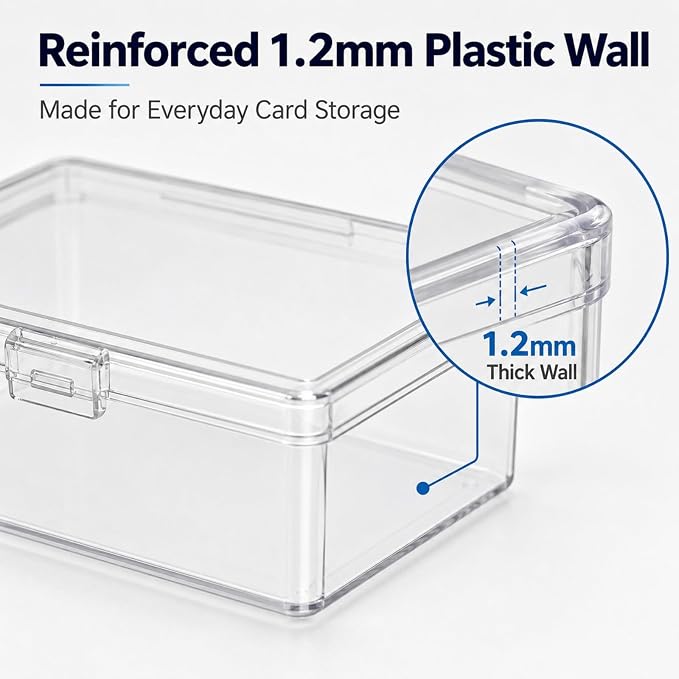 APACALI 30 Pack Card Storage Box, Clear Plastic Playing Card Case, 1.2mm Thick Snap-Tight Deck Boxes for Sleeved Trading Cards, Business Cards, Game Cards, 3.8 x 2.7 x 0.94 in