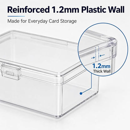 APACALI 30 Pack Card Storage Box, Clear Plastic Playing Card Case, 1.2mm Thick Snap-Tight Deck Boxes for Sleeved Trading Cards, Business Cards, Game Cards, 3.8 x 2.7 x 0.94 in