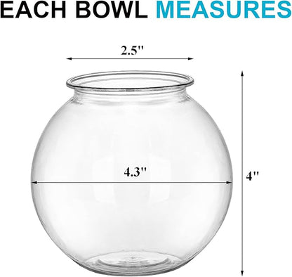 Okllen 12 Pack Plastic Ivy Bowls, 16 Oz Round Fish Bowl Unbreakable Vases Bowls for Home Decor, Carnival Games, Candy, Party Favors, Centerpiece, BPA Free, Clear