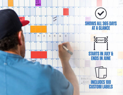 The Big A## Calendar Mid-Year Wall Planner – July to June Dry-Erase – Includes 1 Markers & 100 Labels – Lightweight, Easy to Hang Yearly Planner – Plan Goals & Adventures – Gray, 4’x3’