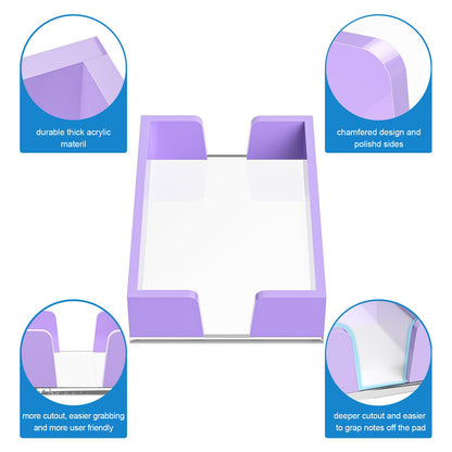 WINFFOR Acrylic Notepad Holder Dispenser - 4x6 in Sticky Note Memo Holder Self-Stick Note Pad Organizer (W/O Pads) Office Desk Accessories School Supplies, Purple