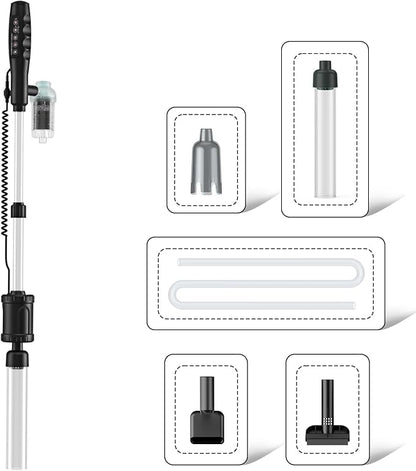 AKKEE Aquarium Vacuum Gravel Cleaner Handle Control, 8 in 1 Multifunctional 36W Electric Fish Tank Cleaner Vacuum for Automatic Water Change, Wash Sand, Water Circulation and Timed Off