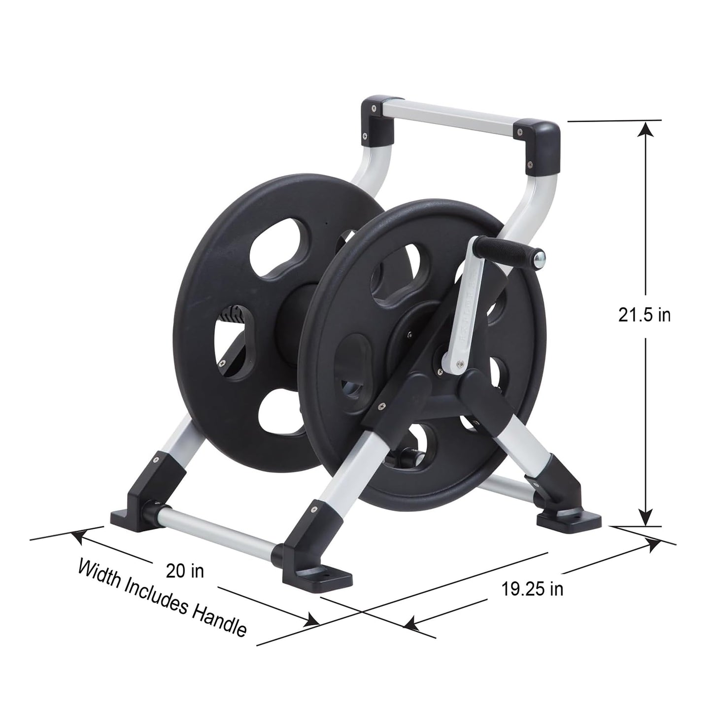 Liberty Garden 306 Explorer Floor or Wall Mount Hose Reel, Aluminum, Holds 150-feet of 5/8-Inch hose, Silver/Black