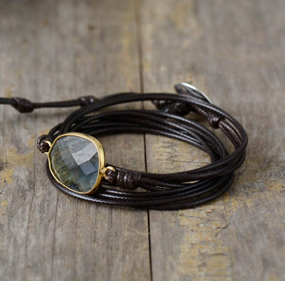 ZOSOJONA Women Wrap Bracelet Boho Natural Jasper Crystal Stone Beads Strand Bracelets