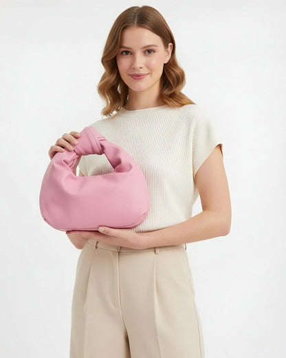 Inkfew Ruched Clutch Purses For Women Evening Bag PU Leather Trendy Small Hobo Handbag Wedding Guest Bags for Party Shopping,Pink