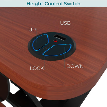 VERSADESK 48 Inch Electric Height Adjustable Ergonomic Desk Converter, PowerPro™ Height Standing Desk Riser, Keyboard Tray, Built-in USB Charging Port, Sit Stand Workstation, Hold 80 lbs, Cherry
