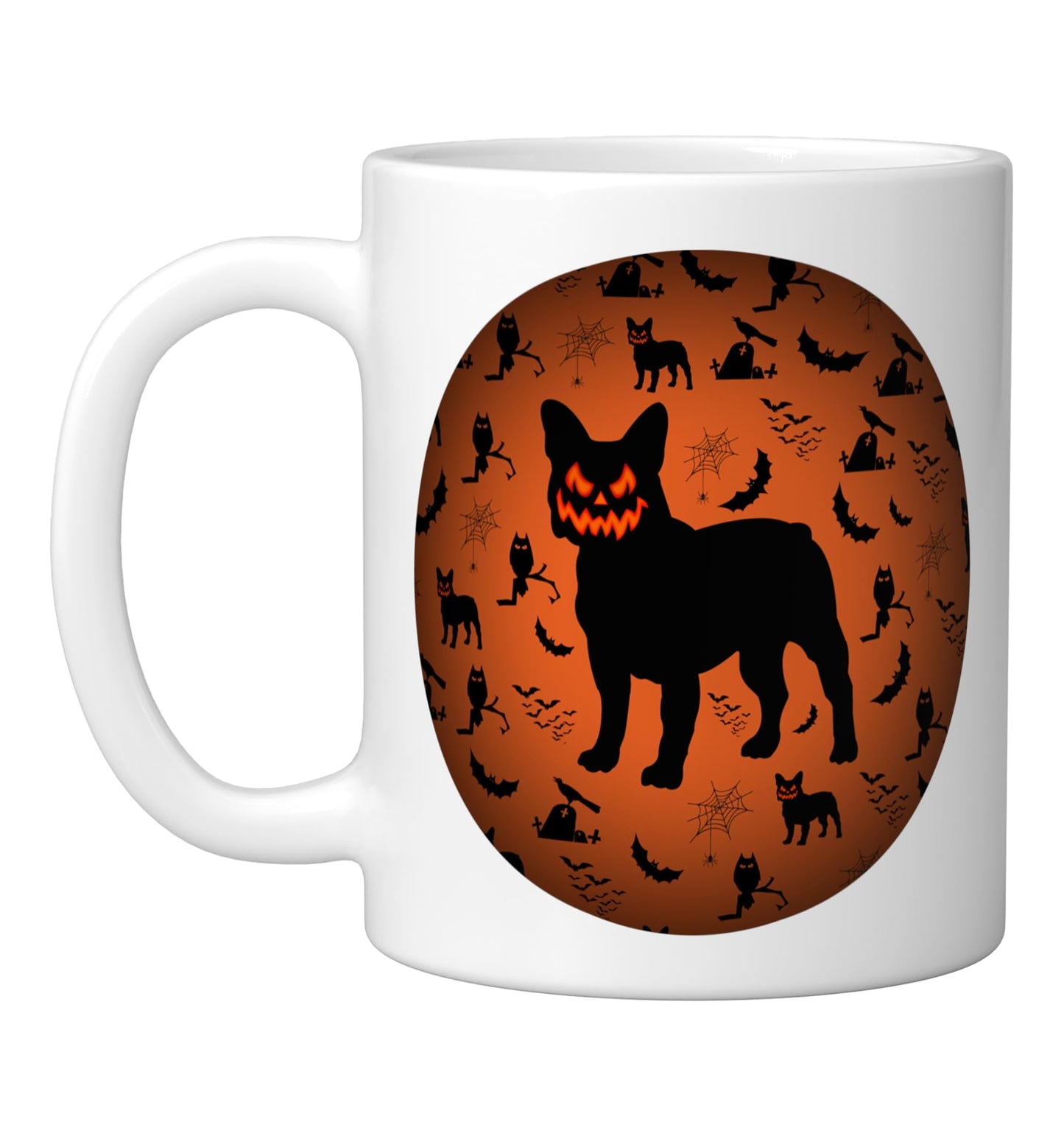 French Bulldog Halloween Ceramic Mug, White