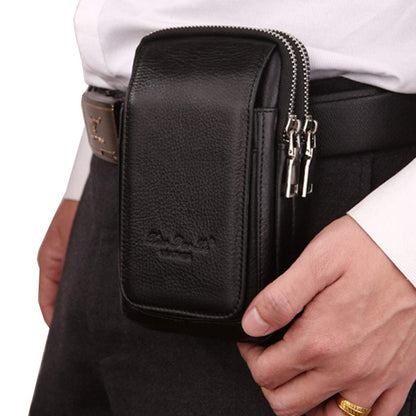 Leather Waist Pack Phone Belt Bag for Men Loop Holster Wallet Cellphone Case Pouch Pack Clip Money Purse for Phone Note Edge Plus (Black)