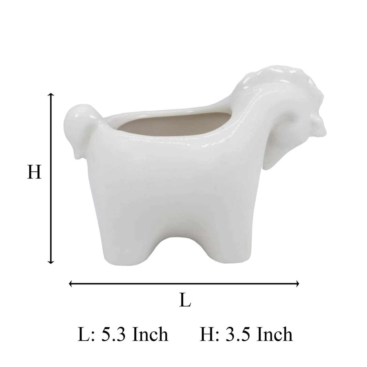 Gemseek Cute Unicorn Succulent Planter Pot with Drainage Tray, Small White Ceramic Cactus Flower Container, Animal Shaped Indoor Air Plants Holder