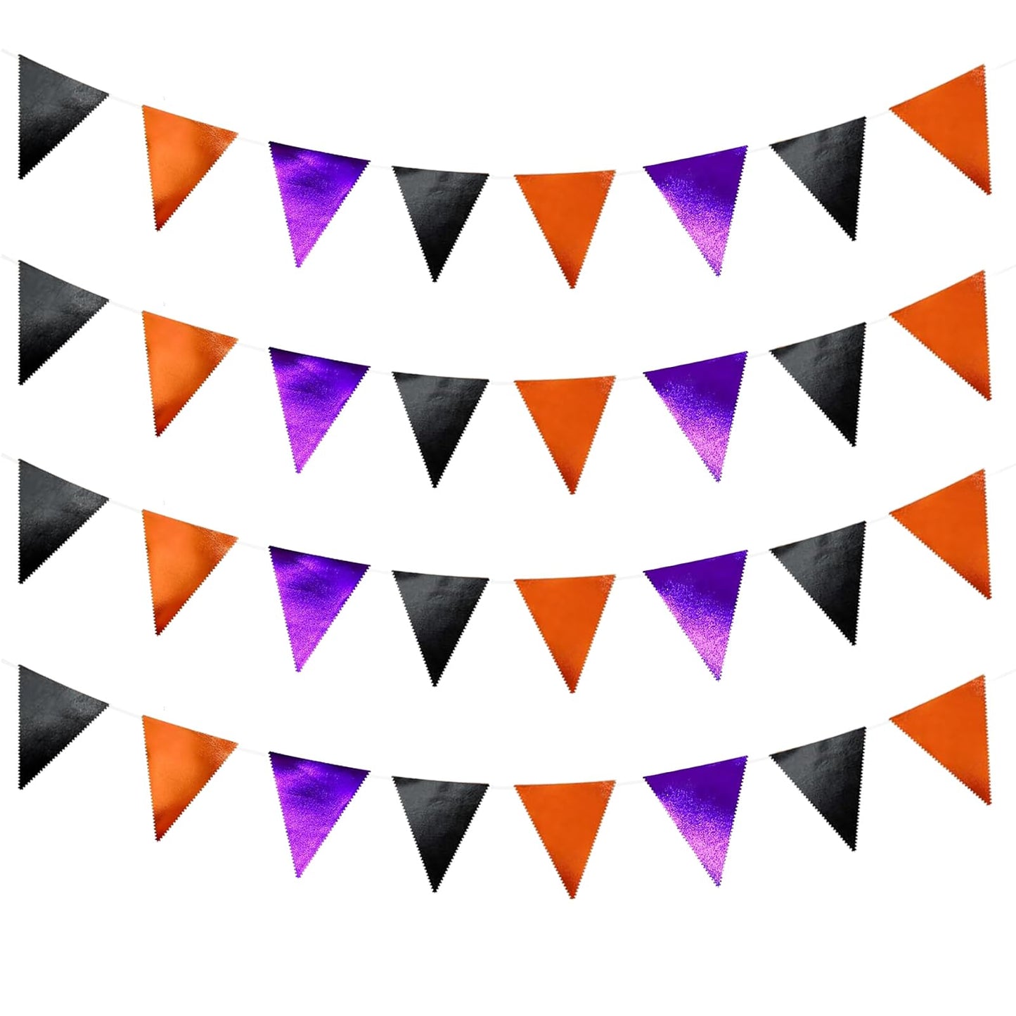 Zwiebeco 39Ft Black Orange Purple Glitter Fabric Bunting Banner Triangle Flags Hanging Cotton Pennant Banner for Birthday Wedding Engagement Halloween Theme Party Home Garden Decorations Supplies