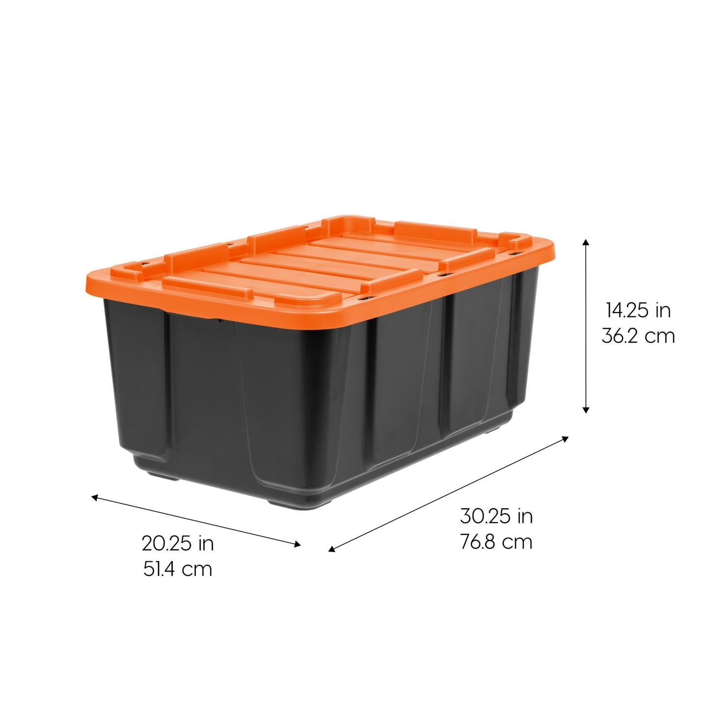 IRIS USA 3-Pack 27 Gallon Storage Bins with Lids |Made in USA| Heavy Duty Plastic Tote Containers for Truckbed Tool Box Organization, Large - Orange