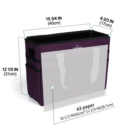 JJRING Craft Organizer Tote Bag, Large Art Storage Caddy with Multiple Pockets, Deep Purple Sewing Bag for Art, Craft, Scrapbooking, Medical, and Office Supplies Storage
